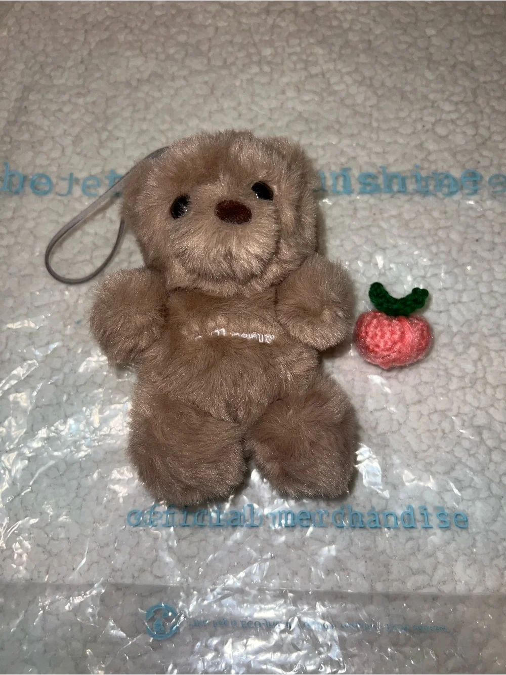 Ariana Grande R.E.M Beauty Bear Keychain + Peach with Blur Butter in Dusty Pink
